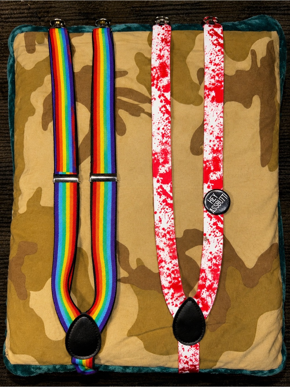 Spencer's Rainbow & Red Supernatural Suspenders